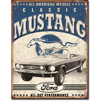Large Metal Tin Sign 40.6cm X 31.7cm Genuine American Made - "Classic Mustang"