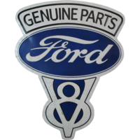 Shaped & Embossed Metal Tin Sign - Ford Genuine Parts 18" x 14"