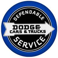 Round Domed Metal Tin 15" Sign - Dodge Dependable Service