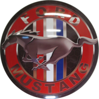 Round Domed Metal Tin 15" Sign - Mustang