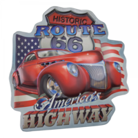 Shaped & Embossed Metal Tin Sign - Route 66 America's HWY 15.5" x 16.146"