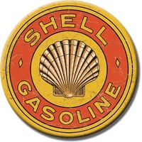 Shell Gasoline 1920's – Round Metal Tin Sign 29.8cm Diameter Genuine American Made