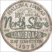 Northshore Longboards – Round Metal Tin Sign 29.8cm Diameter Genuine American Made