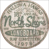 Northshore Longboards  Round Metal Tin Sign 29.8cm Diameter Genuine American Made