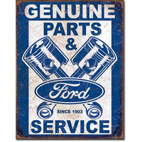 Large Metal Tin Sign - 40.6cm x 31.7cm - Genuine American Made - "Genuine Ford Parts"
