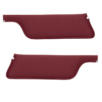 1967-68 Mustang Coupe/Fastback Sunvisors (1 Pair) Hot Rod Red  Uni Suede w/ Black Stitching