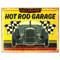 Hot Rod Garage – Large Metal Tin Sign 40.6cm X 31.7cm Genuine American Made