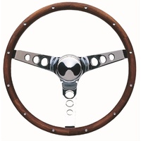 Grant Wood & Chrome Steering Wheel 13.5"