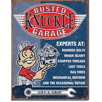 Large Metal Tin Sign 40.6cm X 31.7cm Genuine American Made - "Busted Knuckle Experts"