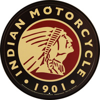 Indian Motorcycle 1901 – Round Metal Tin Sign 29.8cm Diameter Genuine American Made
