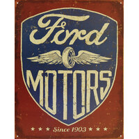 Ford Motors – Large Metal Tin Sign 40.6cm X 31.7cm Genuine American Made