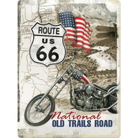 Embossed Metal Tin Sign - 40cm x 30cm - Route 66 National Old Trails Road