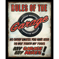 Rules of the Garage  Large Metal Tin Sign 40.6cm X 31.7cm Genuine American Made