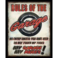 Rules of the Garage – Large Metal Tin Sign 40.6cm X 31.7cm Genuine American Made