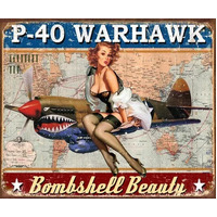 SIGN- P-40 WARHAWK BOMBSHELL BEAUTY