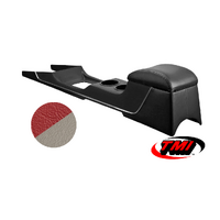 1964-66 Mustang Sport Deluxe Full Length Console w/ Chrome Trim & Factory AC - Bright Red/White