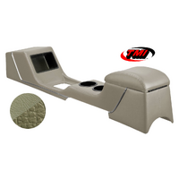 1967-68 Mustang Sport Deluxe Full Length Console w/ Chrome Trim - Light Ivy Gold/Ivy Gold Kiwi Grain