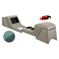 1967-68 Mustang Sport Deluxe Full Length Console w/ Chrome Trim - Turquoise/Turquoise Kiwi Grain