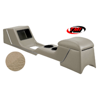 1967-68 Mustang Sport Deluxe Full Length Console w/ Chrome Trim - Light Parchment/Parchment Kiwi Grain