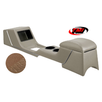 1967-68 Mustang Sport Deluxe Full Length Console w/ Chrome Trim - Saddle/Saddle Kiwi Grain