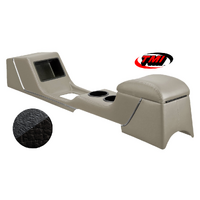 1967-68 Mustang Sport Deluxe Full Length Console w/ Chrome Trim - Black/Black Kiwi Grain