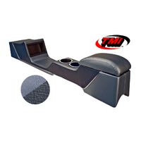 1967-68 Mustang Sport Deluxe Full Length Console w/ Chrome Trim & Factory AC - Light Blue/Blue Kiwi Grain