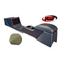 1967-68 Mustang Sport Deluxe Full Length Console w/ Chrome Trim & Factory AC - Ivy Gold/Ivy Gold Kiwi Grain