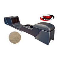 1967-68 Mustang Sport Deluxe Full Length Console w/ Chrome Trim & Factory AC - Parchment/Parchment Kiwi Grain