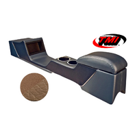 1967-68 Mustang Sport Deluxe Full Length Console w/ Chrome Trim & Factory AC - Saddle/Saddle Kiwi Grain