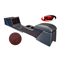 1967-68 Mustang Sport Deluxe Full Length Console w/ Chrome Trim & Factory AC - Dark Red/Dark Red Kiwi Grain