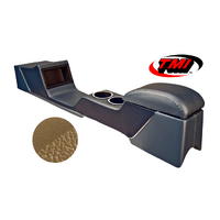 1967-68 Mustang Sport Deluxe Full Length Console w/ Chrome Trim & Factory AC - Nugget Gold/Nugget Gold Kiwi Grain