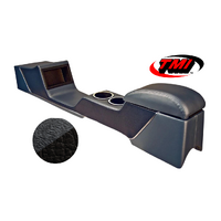 1967-68 Mustang Sport Deluxe Full Length Console w/ Chrome Trim & Factory AC - Black/Black Kiwi Grain