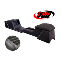 1967-68 Mustang Sport R Full Length Console w/ Chrome Trim & Factory AC - OE Vinyl, Blue Stitching
