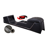 1967-68 Mustang Sport XR Full Length Console w/ Chrome Accent - Blue Stitching/Black Grommets