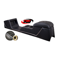 1967-68 Mustang Sport XR Full Length Console w/ Chrome Accent - Blue Stitching/Brass Grommets