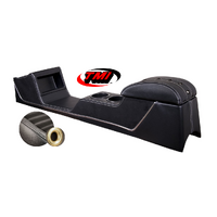1967-68 Mustang Convertible Sport XR Full Length Console w/ Chrome Trim & Factory AC - Black Stitching/Brass Grommets