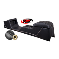 1967-68 Mustang Sport XR Full Length Console w/ Chrome Trim & Factory AC - Grey Stitching/Brass Grommets