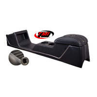 1967-68 Mustang Sport XR Full Length Console w/ Chrome Trim & Factory AC - White Stitching/Black Grommets
