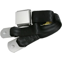 Universal Seat Belt with Chrome Aviation Style Buckle 60" (Black)