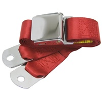 Universal Seat Belt with Chrome Aviation Style Buckle 60" (Bright Red)