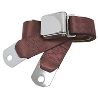 Universal Seat Belt with Chrome Aviation Style Buckle 60" (Burgundy)