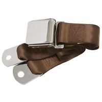 Universal Seat Belt with Chrome Aviation Style Buckle 60" (Brown)