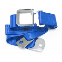 Universal Seat Belt with Chrome Aviation Style Buckle 75" (Cobalt Blue)