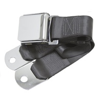 Universal Seat Belt with Chrome Aviation Style Buckle 60" (Charcoal)