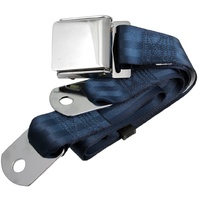 Universal Seat Belt with Chrome Aviation Style Buckle 60" (Dark Blue)