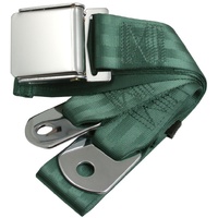 Universal Seat Belt with Chrome Aviation Style Buckle 60" (Dark Green)