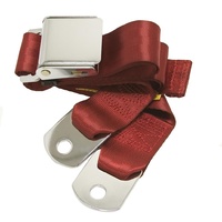 Universal Seat Belt with Chrome Aviation Style Buckle 60" (Dark Red)