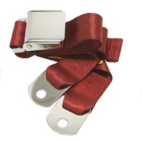 Universal Seat Belt with Chrome Aviation Style Buckle 75" (Dark Red)