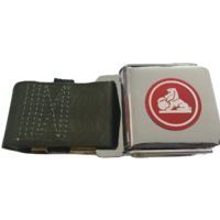 Holden Seat Belt w/ Chrome Aviation Style Buckle 60" - Green w/ Early Holden Red Logo