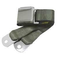 Universal Seat Belt with Chrome Aviation Style Buckle 60" (Green)